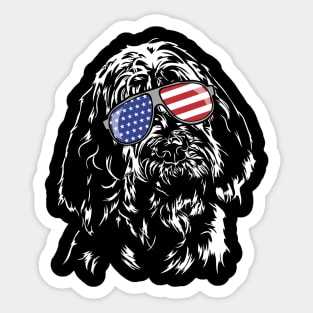 Proud Italian Spinone American Flag sunglasses dog Sticker
